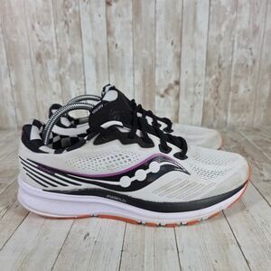 Saucony Ride 14‎ Running Shoes White Black Purple Cushioned Womens Size 10